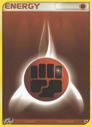 Fighting Energy 105/109  - Reverse Holofoil Ruby and Sapphire - Common