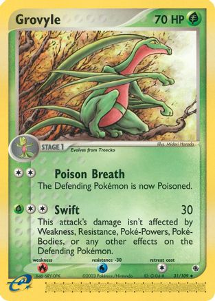 Grovyle 031/109  - Reverse Holofoil Ruby and Sapphire - Uncommon