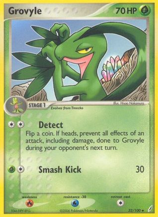 Grovyle 032/100  - Reverse Holofoil Crystal Guardians - Uncommon