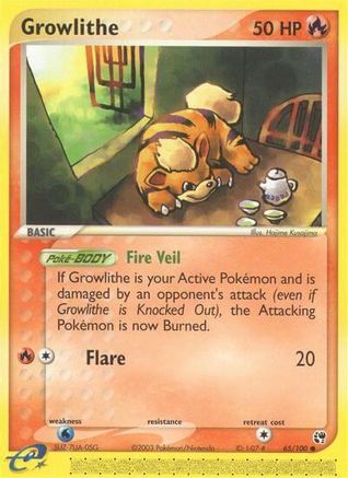 Growlithe 065/100  - Reverse Holofoil Sandstorm - Common
