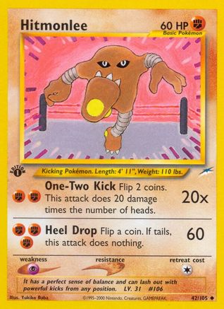 Hitmonlee 042/105  - 1st Edition Neo Destiny - Uncommon