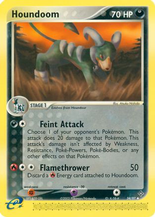 Houndoom 034/97  - Reverse Holofoil Dragon - Uncommon