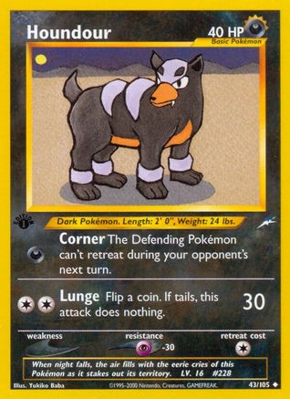 Houndour 043/105  - 1st Edition Neo Destiny - Uncommon
