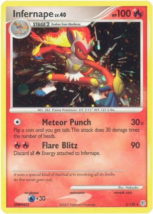 Infernape 005/130  - Reverse Holofoil Diamond and Pearl - Holo Rare