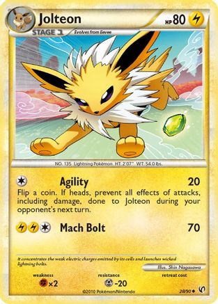 Jolteon 028/90  - Reverse Holofoil Undaunted - Uncommon