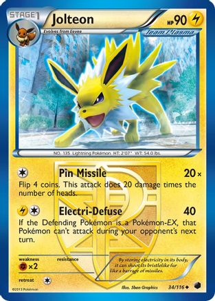 Jolteon (Team Plasma) 034/116  - Reverse Holofoil Plasma Freeze - Uncommon