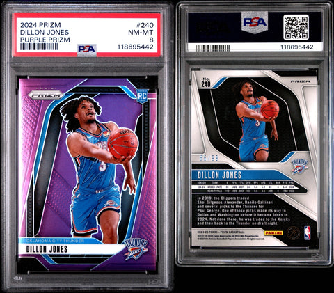 2024 PANINI PRIZM #240 DILLON JONES PURPLE PRIZM PSA 8
