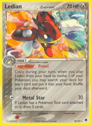 Ledian (Delta Species) 018/101  - Reverse Holofoil Dragon Frontiers - Rare