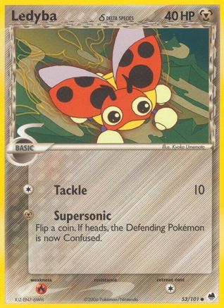 Ledyba (Delta Species) 053/101  - Reverse Holofoil Dragon Frontiers - Common