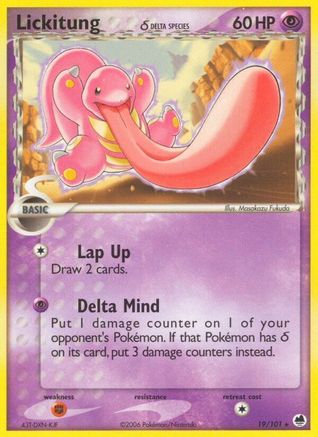 Lickitung (Delta Species) 019/101  - Reverse Holofoil Dragon Frontiers - Rare