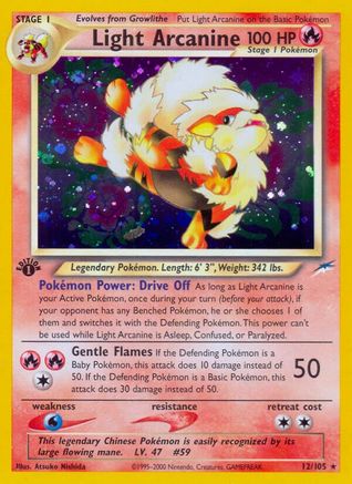 Light Arcanine 012  - Unlimited Holofoil Neo Destiny - Holo Rare