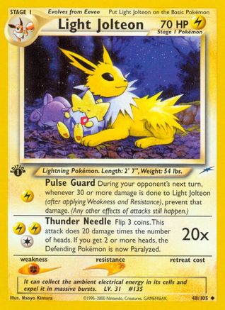 Light Jolteon 048/105  - 1st Edition Neo Destiny - Uncommon