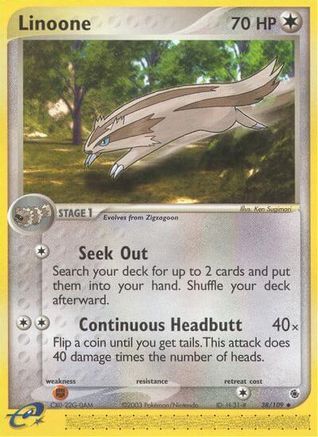 Linoone 038  - Reverse Holofoil Ruby and Sapphire - Uncommon