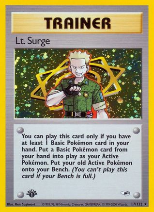 Lt. Surge (17) 017/132  - 1st Edition Holofoil Gym Heroes - Holo Rare