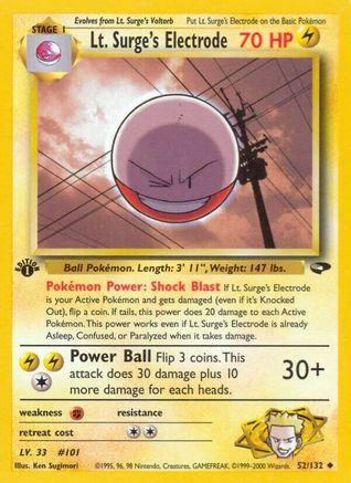 Lt. Surge's Electrode 052/132  - Unlimited Gym Challenge - Uncommon