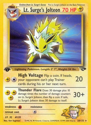 Lt. Surge's Jolteon 028/132  - Unlimited Gym Challenge - Rare