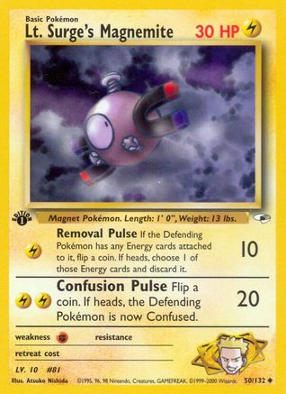 Lt. Surge's Magnemite (50) 050/132  - 1st Edition Gym Heroes - Uncommon
