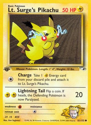 Lt. Surge's Pikachu 081/132  - 1st Edition Gym Heroes - Common