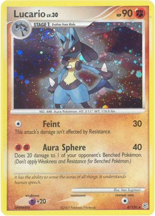 Lucario 006/130  - Reverse Holofoil Diamond and Pearl - Holo Rare