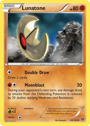 Lunatone 063  - Reverse Holofoil XY Base Set - Uncommon