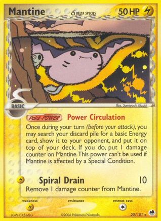 Mantine (Delta Species) 020/101  - Reverse Holofoil Dragon Frontiers - Rare
