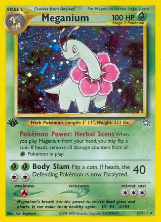 Meganium (10) 010/111  - 1st Edition Holofoil Neo Genesis - Holo Rare