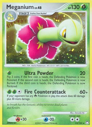 Meganium 013/123  - Reverse Holofoil Mysterious Treasures - Holo Rare
