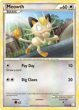 Meowth 075/123  HeartGold SoulSilver - Common