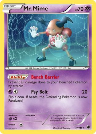 Mr. Mime 047/116  - Reverse Holofoil Plasma Freeze - Rare