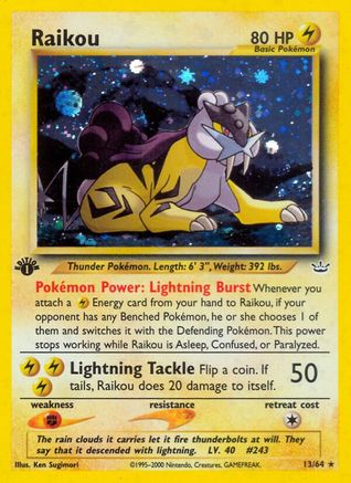 Raikou (13) 013/64  - 1st Edition Holofoil Neo Revelation - Holo Rare