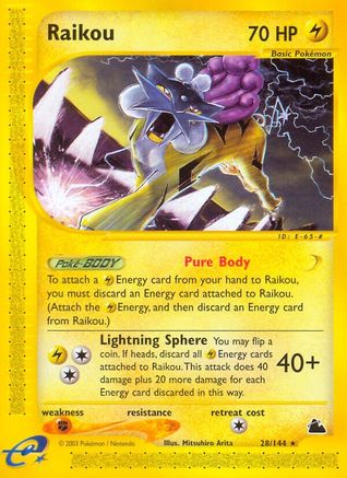 Raikou 028  - Reverse Holofoil Skyridge - Rare