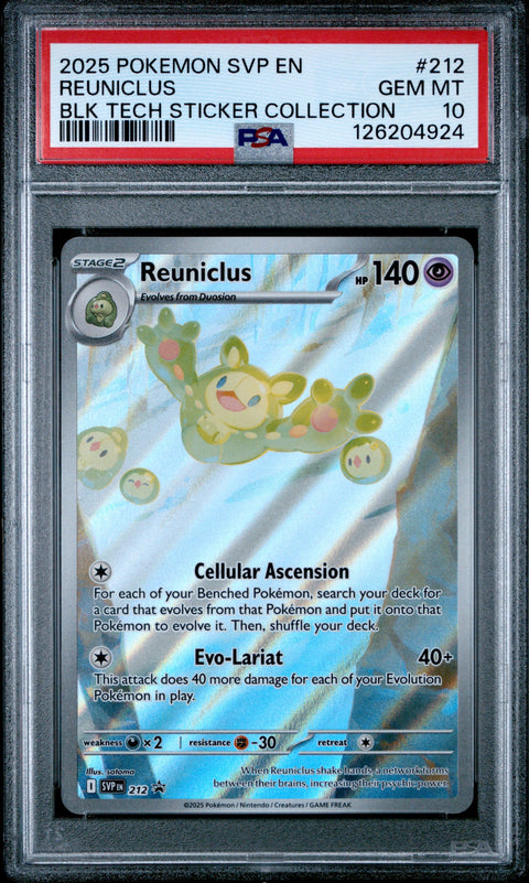 2025 POKEMON SVP EN-SV BLACK STAR PROMO #212 REUNICLUS BLK TECH STICKER COLLECTION PSA 10