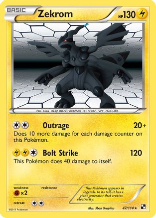Zekrom 047/114  - Reverse Holofoil Black and White - Holo Rare