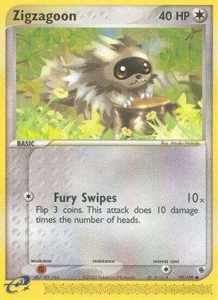 Zigzagoon 079/109  - Reverse Holofoil Ruby and Sapphire - Common