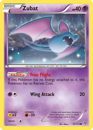 Zubat (53) 053/135  - Reverse Holofoil Plasma Storm - Common