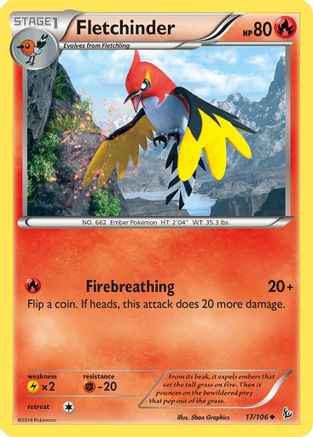 Fletchinder 017  XY  Flashfire - Uncommon