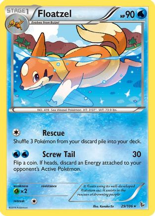 Floatzel 029/106  - Reverse Holofoil XY  Flashfire - Rare