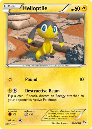 Helioptile 036  - Reverse Holofoil XY  Flashfire - Common