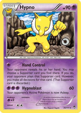 Hypno 036  - Reverse Holofoil XY  Furious Fists - Rare