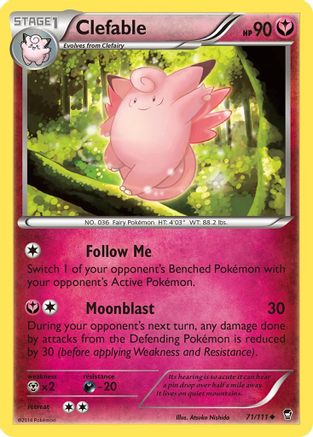 Clefable 071/111  - Reverse Holofoil XY  Furious Fists - Uncommon