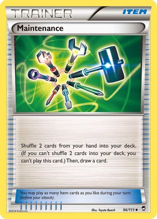 Maintenance 096  - Reverse Holofoil XY  Furious Fists - Uncommon