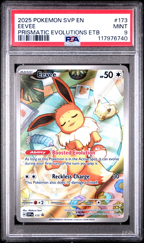 2025 POKEMON SVP EN-SV BLACK STAR PROMO #173 EEVEE PRISMATIC EVOLUTIONS ETB PSA 9