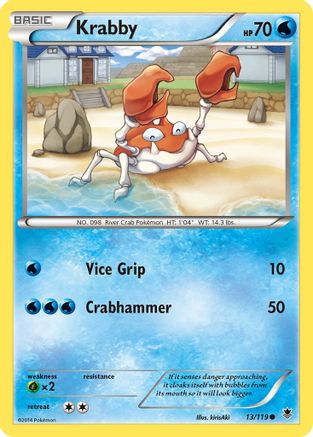 Krabby 013/119  - Reverse Holofoil XY  Phantom Forces - Common