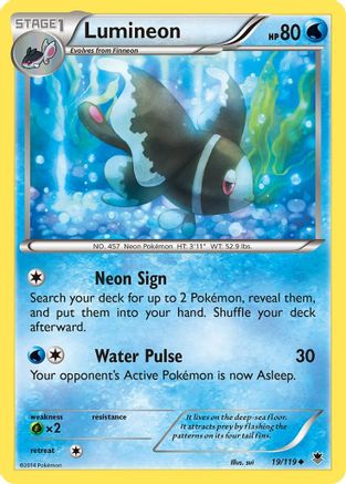 Lumineon 019  - Reverse Holofoil XY  Phantom Forces - Uncommon