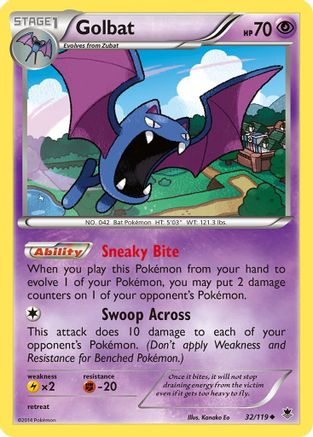 Golbat 032/119  - Reverse Holofoil XY  Phantom Forces - Uncommon