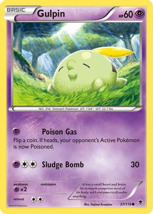 Gulpin 037  - Reverse Holofoil XY  Phantom Forces - Common