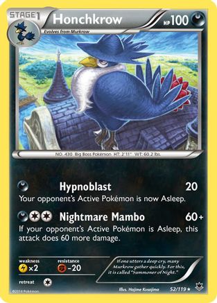 Honchkrow 052  - Reverse Holofoil XY  Phantom Forces - Rare