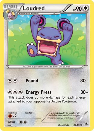 Loudred 084  - Reverse Holofoil XY  Phantom Forces - Uncommon