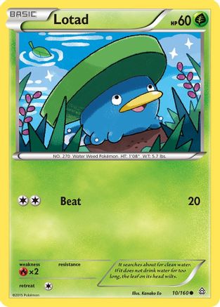 Lotad 010/160  - Reverse Holofoil XY  Primal Clash - Common