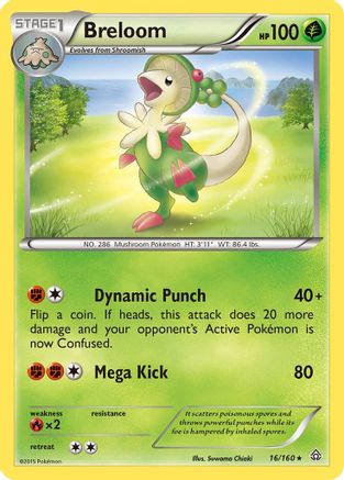 Breloom 016/160  - Reverse Holofoil XY  Primal Clash - Rare